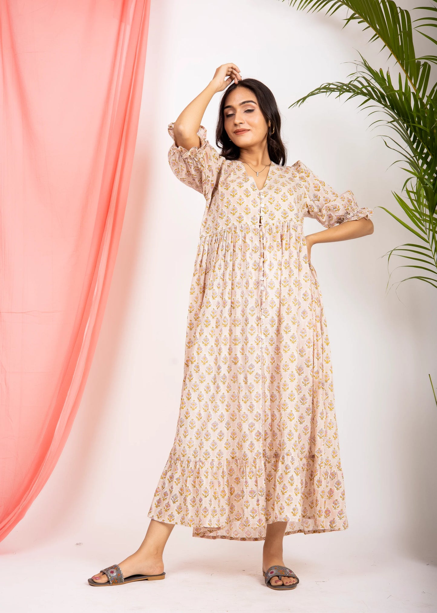 The Jaipur Art Cotton Floral Dress, Size L