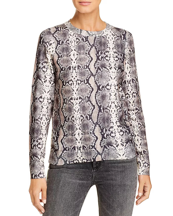 Vero Moda Grey Snakeskin-Print Crewneck Sweater, Size XS