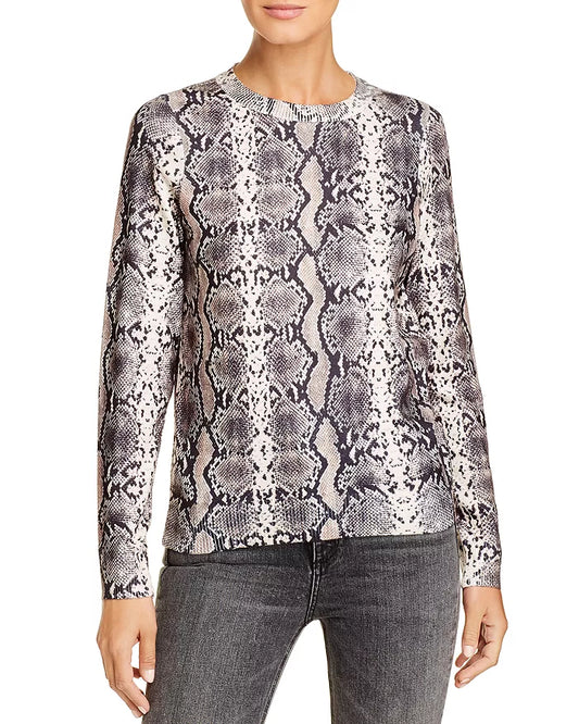 Vero Moda Grey Snakeskin-Print Crewneck Sweater, Size XS
