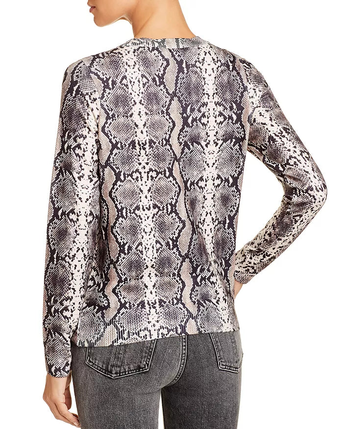 Vero Moda Grey Snakeskin-Print Crewneck Sweater, Size XS