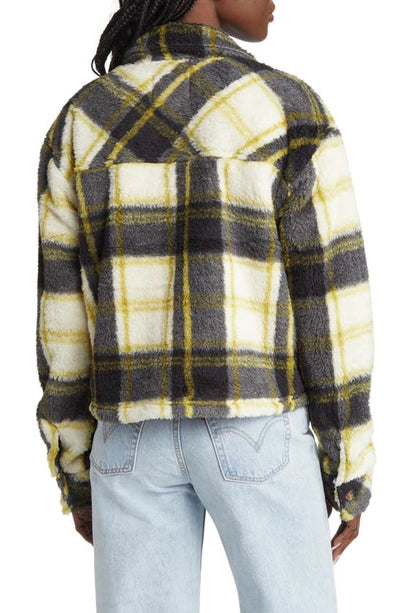 Thread & Supply Crop Fleece Plaid Jacket, Size M