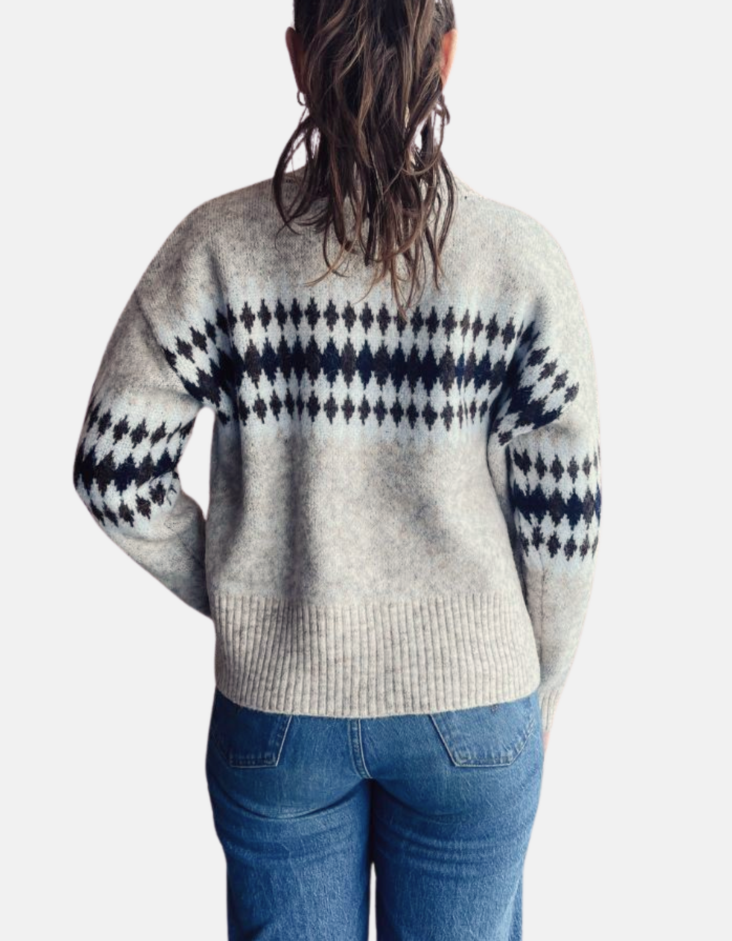 RD Style Cream Diamond Print Cardigan, Size XS