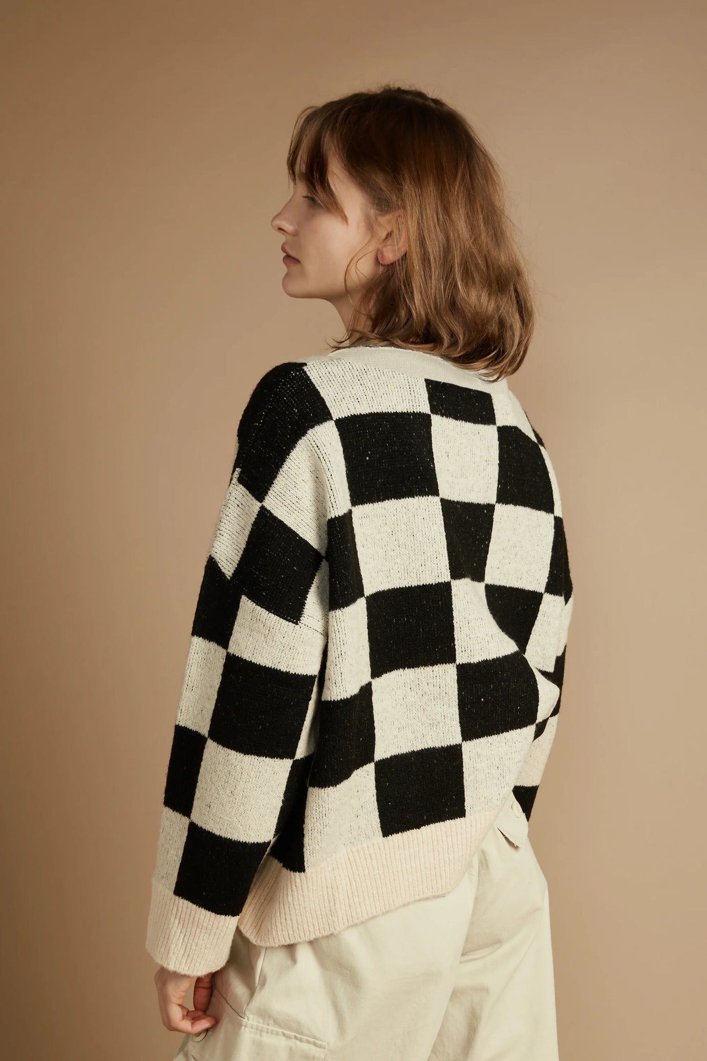 Oak & Fort Checker Cardigan, Size M