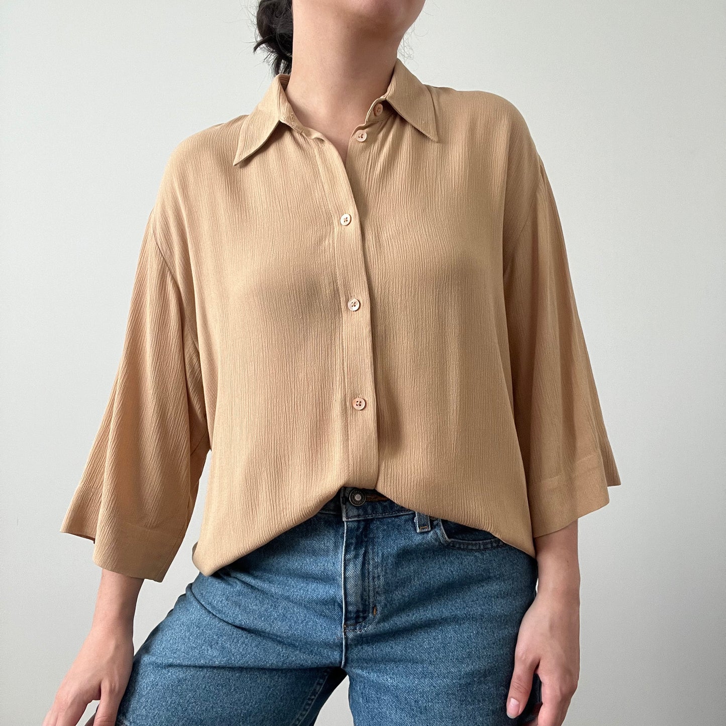 Babaton Tan Button Up Top, Size S