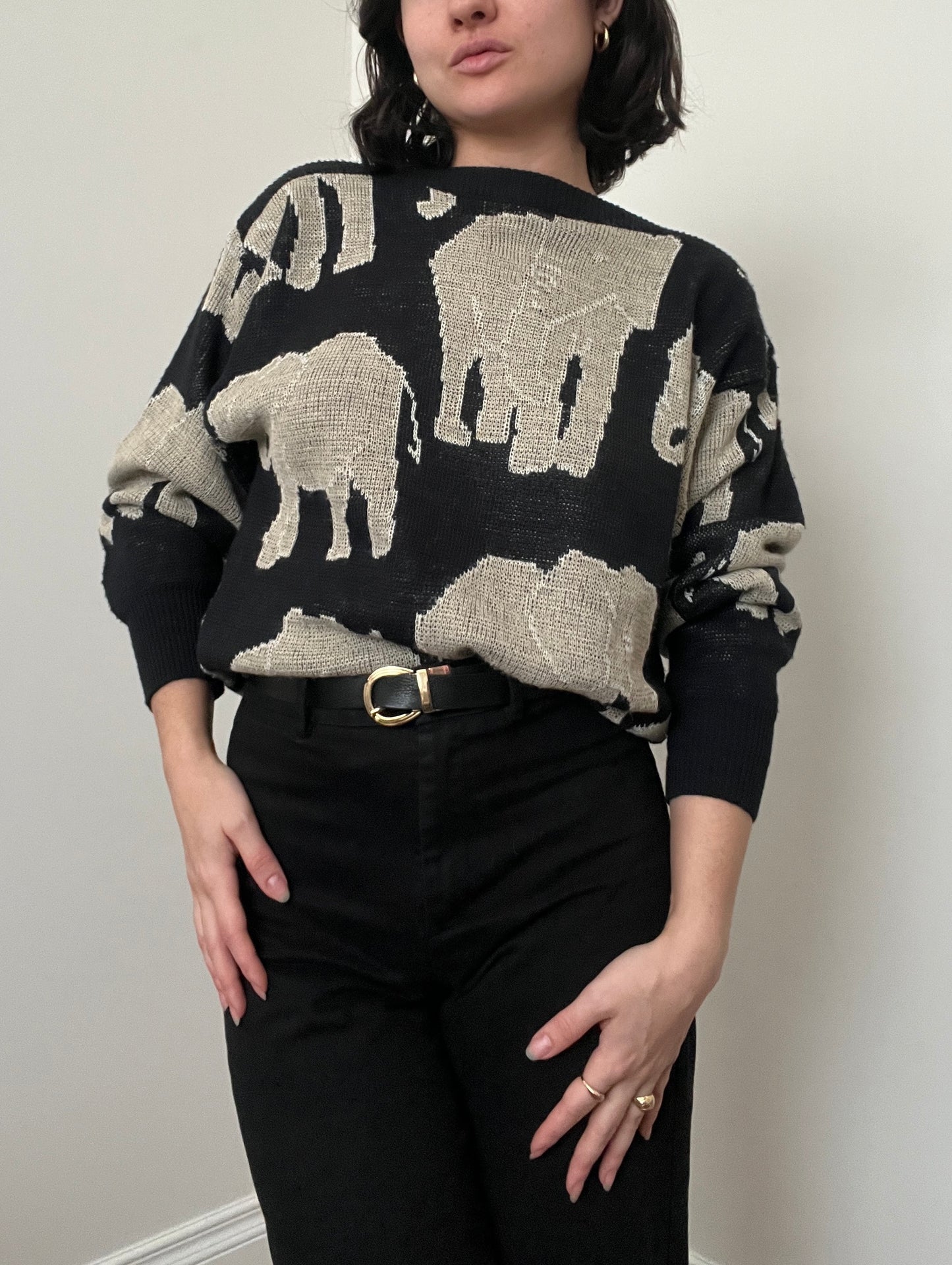 Vintage Elephant Crewneck Sweater, Size M