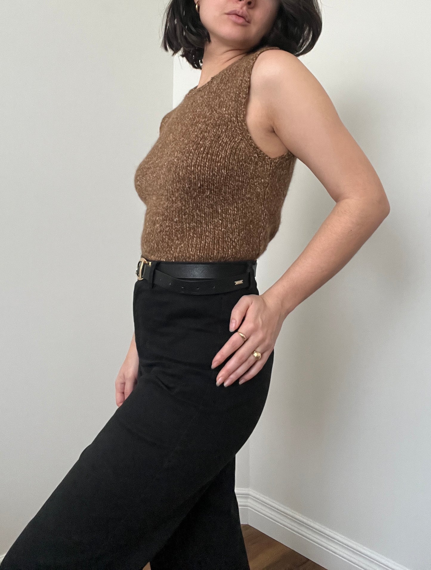 Luisa Spagnoli Brown Wool Blend Vest, Size S