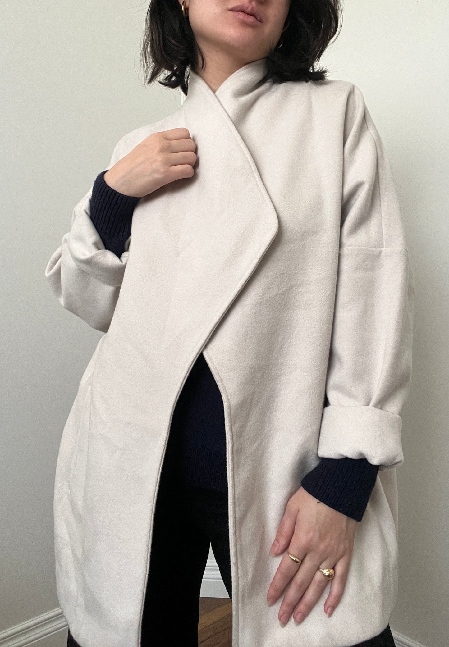 Halston Eggshell Lightweight Coat, Size L