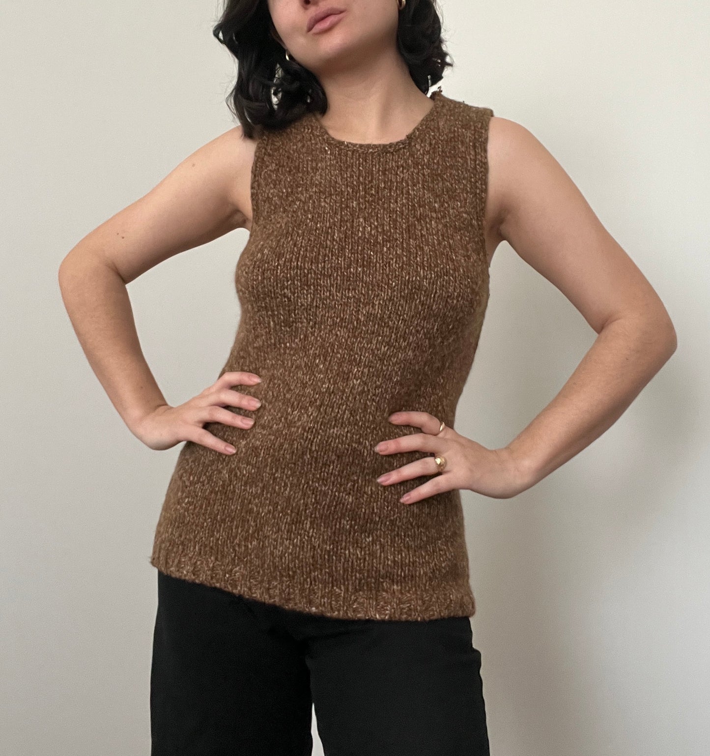 Luisa Spagnoli Brown Wool Blend Vest, Size S