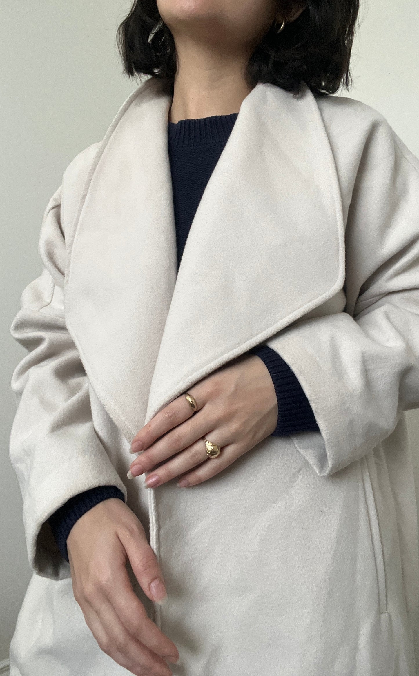 Halston Eggshell Lightweight Coat, Size L