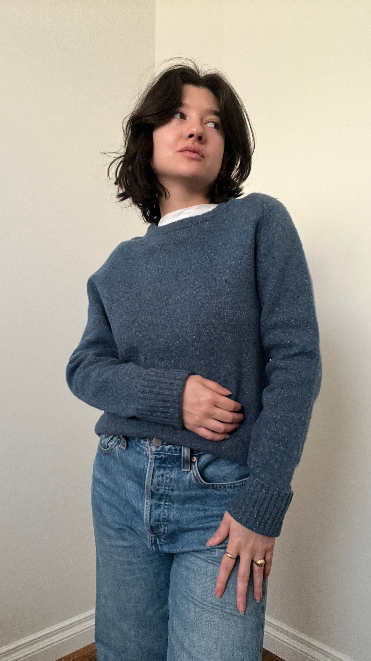 Levi Heather Blue Wool Sweater, Size M