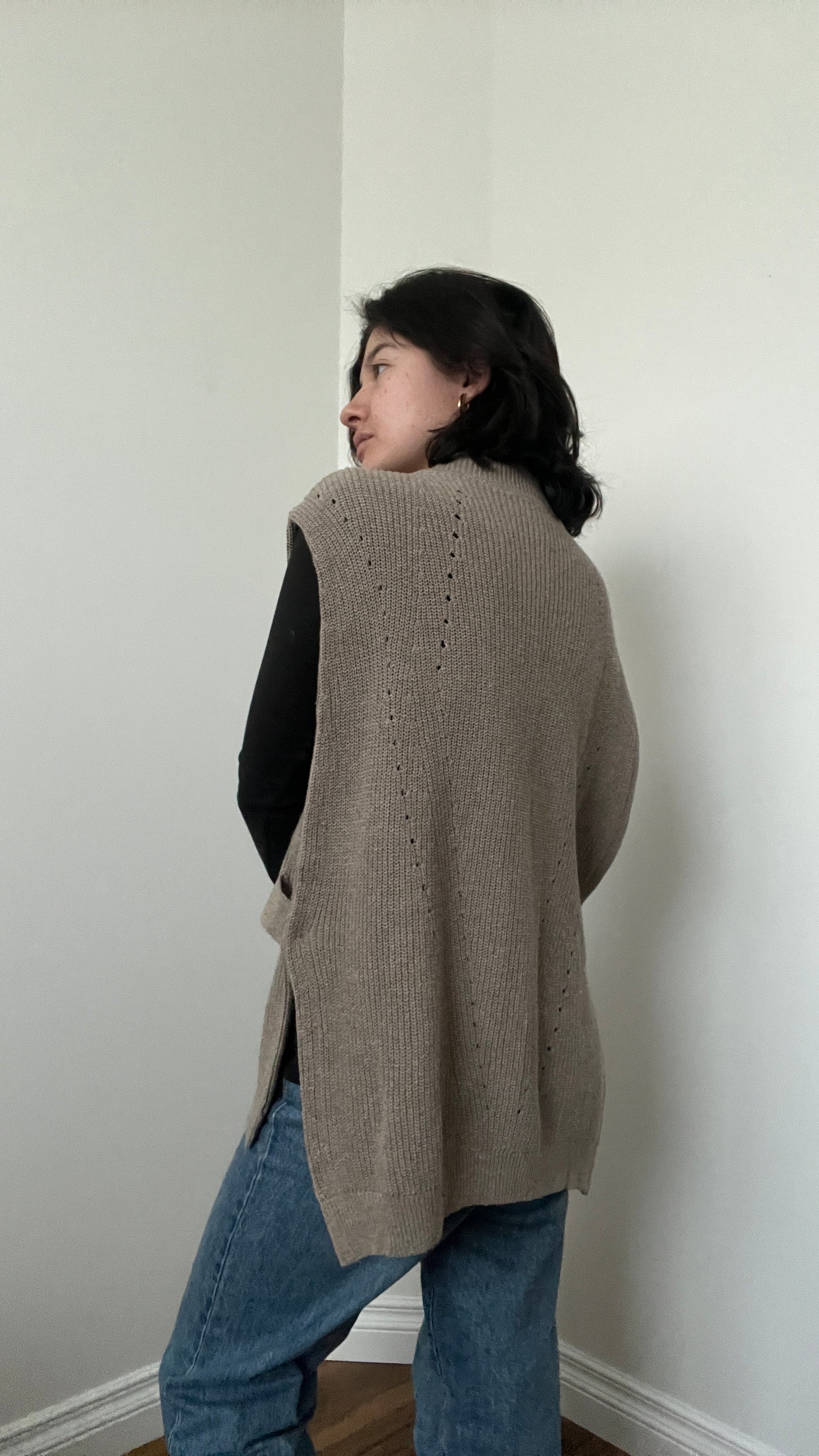 Pilcro Anthropologie Taupe Open Side Turtleneck, Size M/L