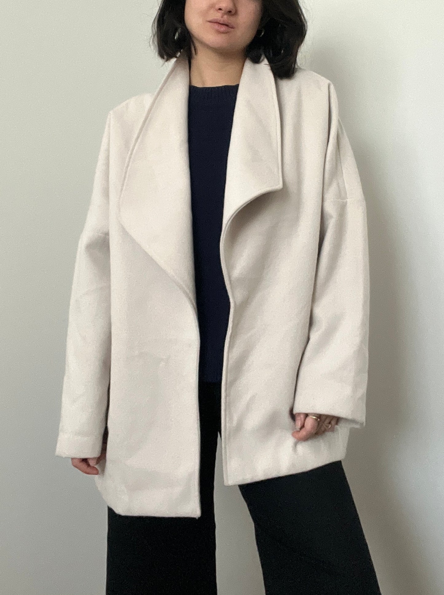 Halston Eggshell Lightweight Coat, Size L