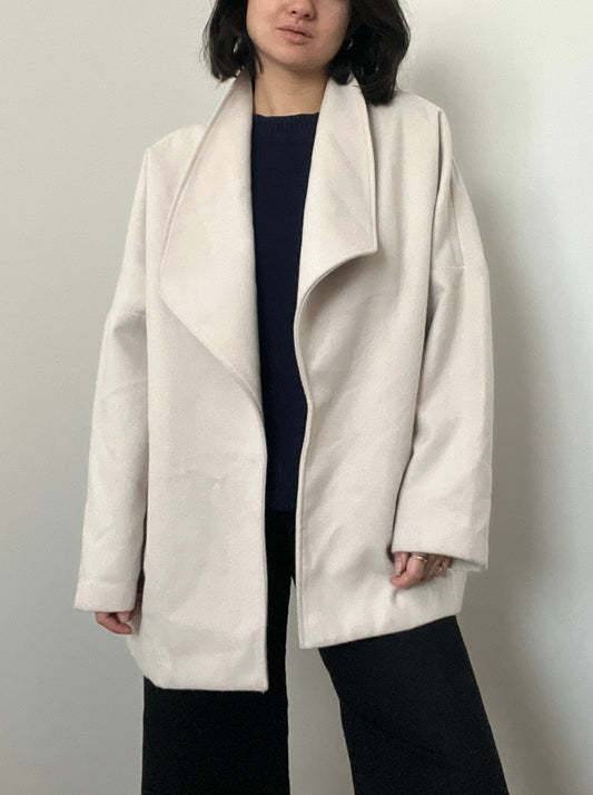 Halston Eggshell Lightweight Coat, Size L