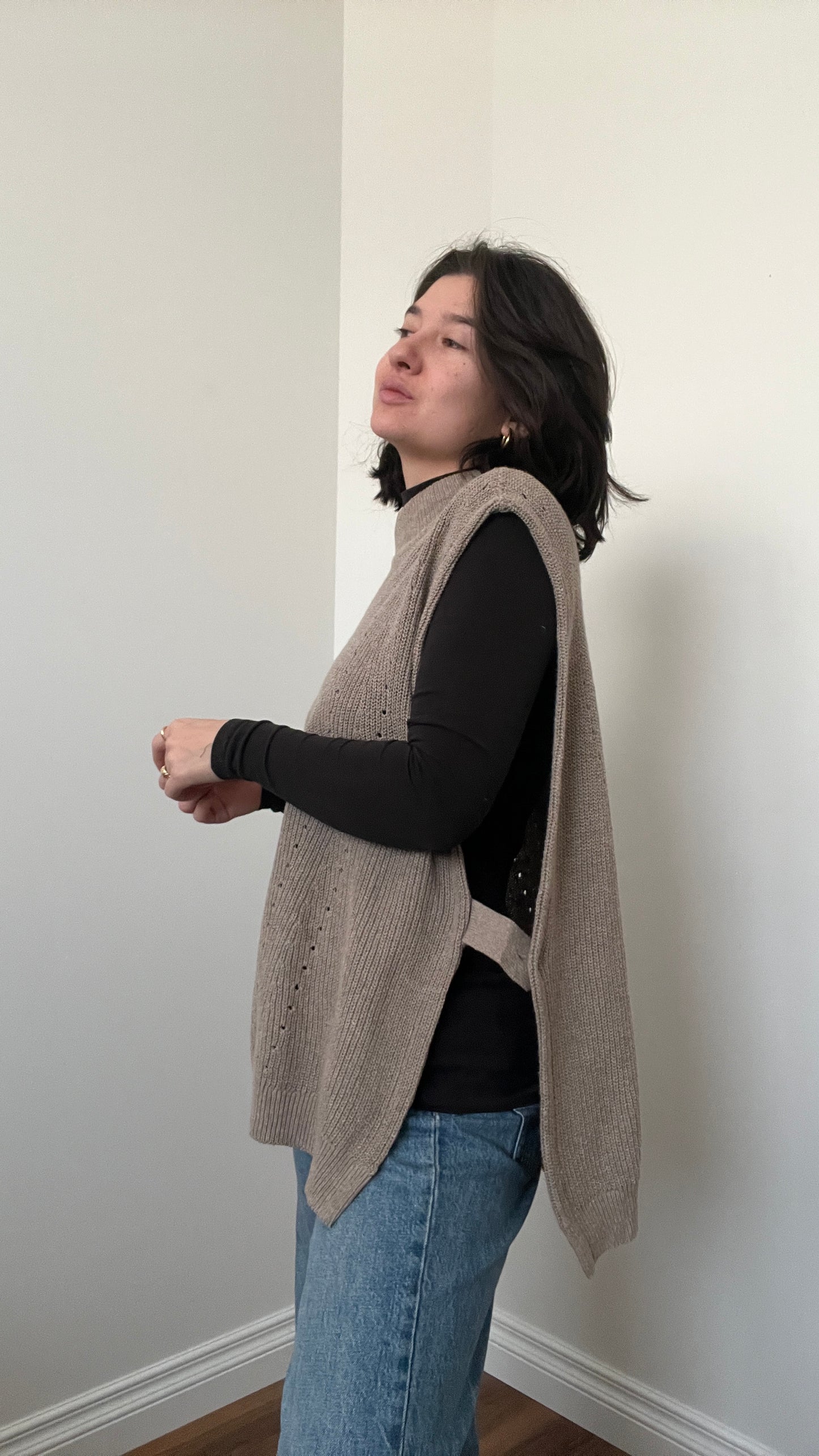 Pilcro Anthropologie Taupe Open Side Turtleneck, Size M/L