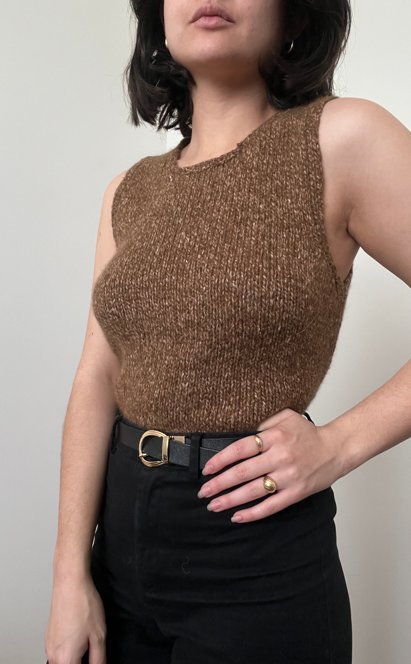 Luisa Spagnoli Brown Wool Blend Vest, Size S