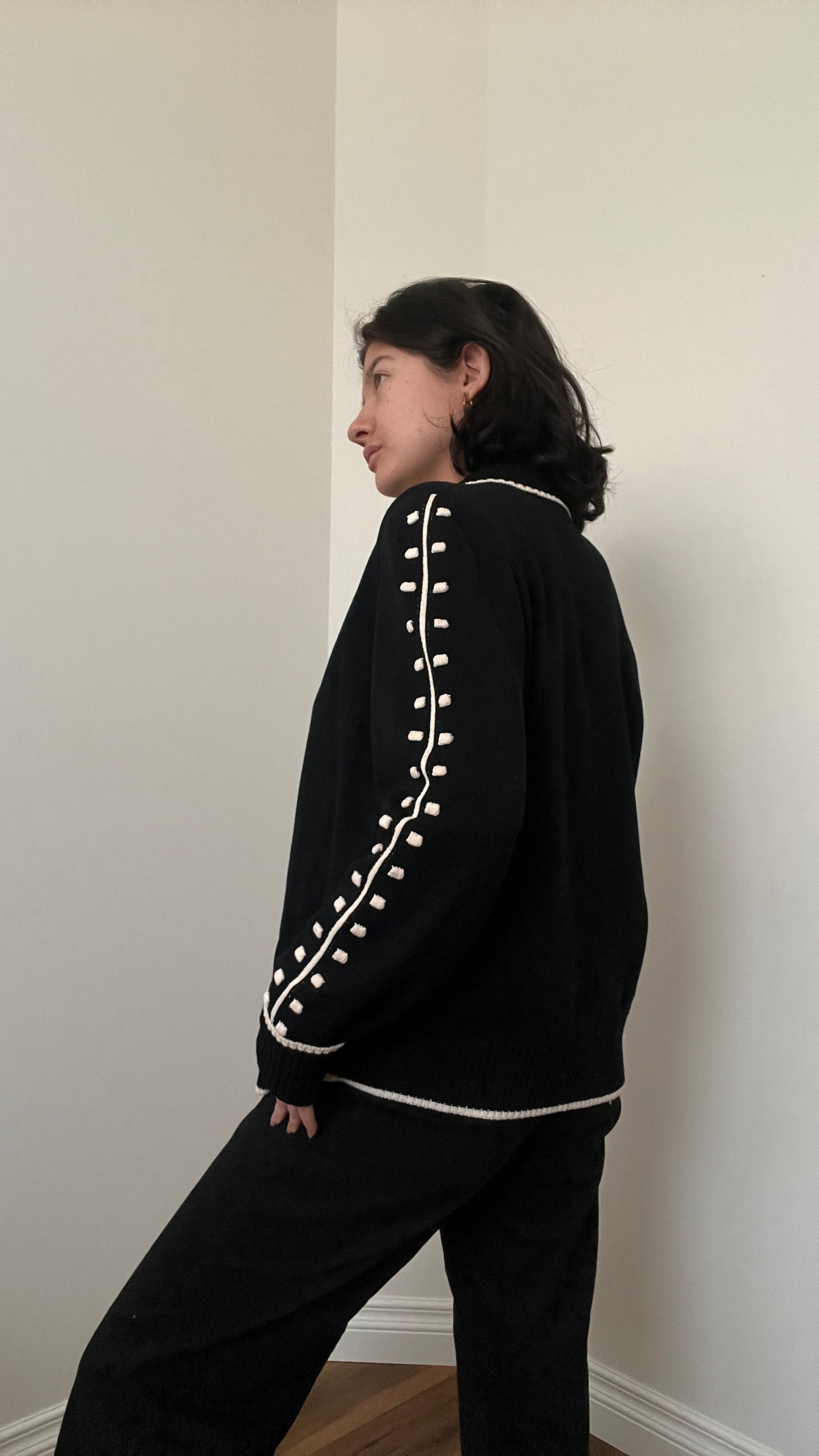 St.John Black & Cream Textured Jacket, Size 12