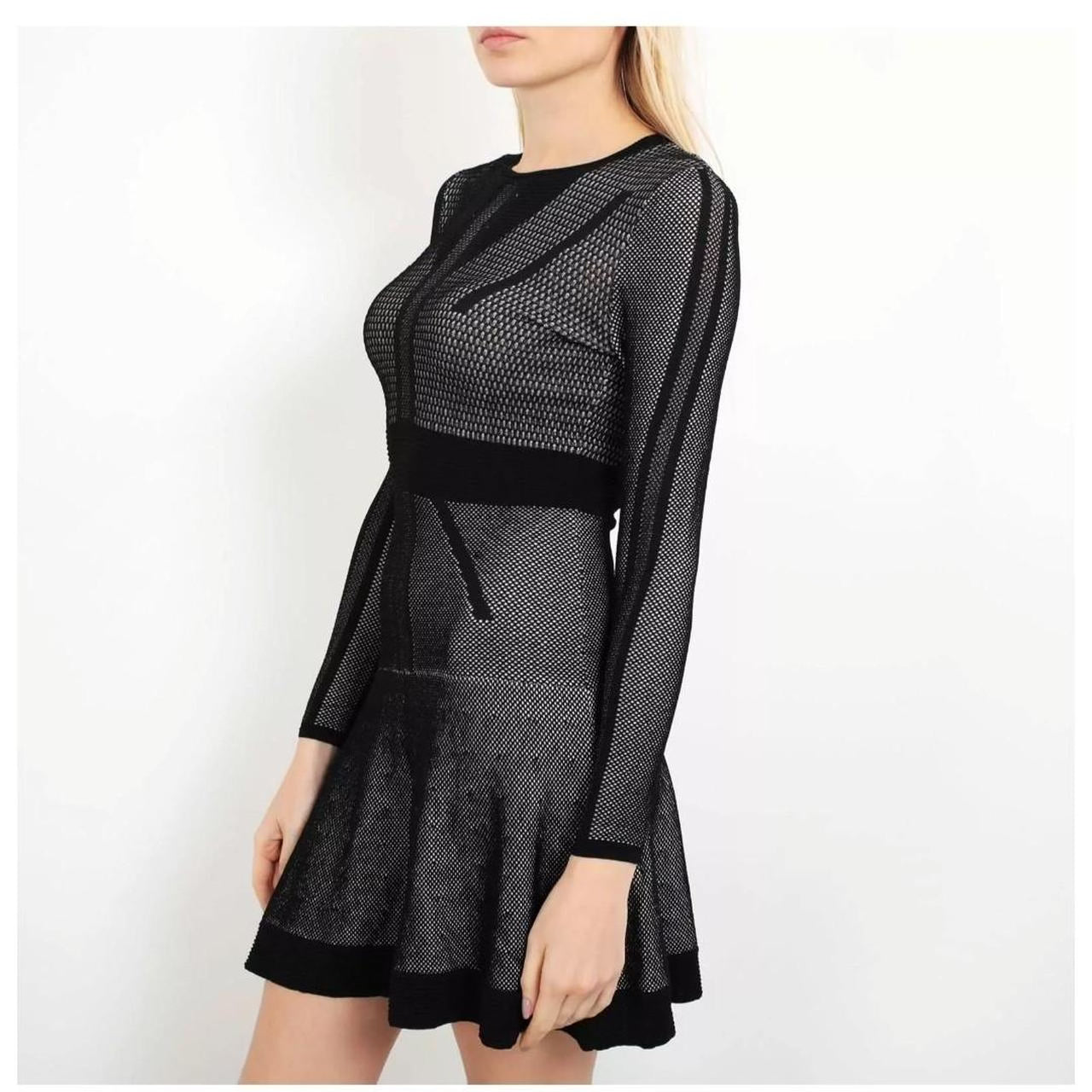 Other Stories Black & White Mesh Dress, Size S