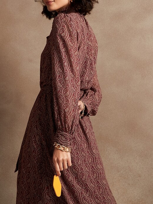 Banana Republic Burgundy Paisley Dress, Size M