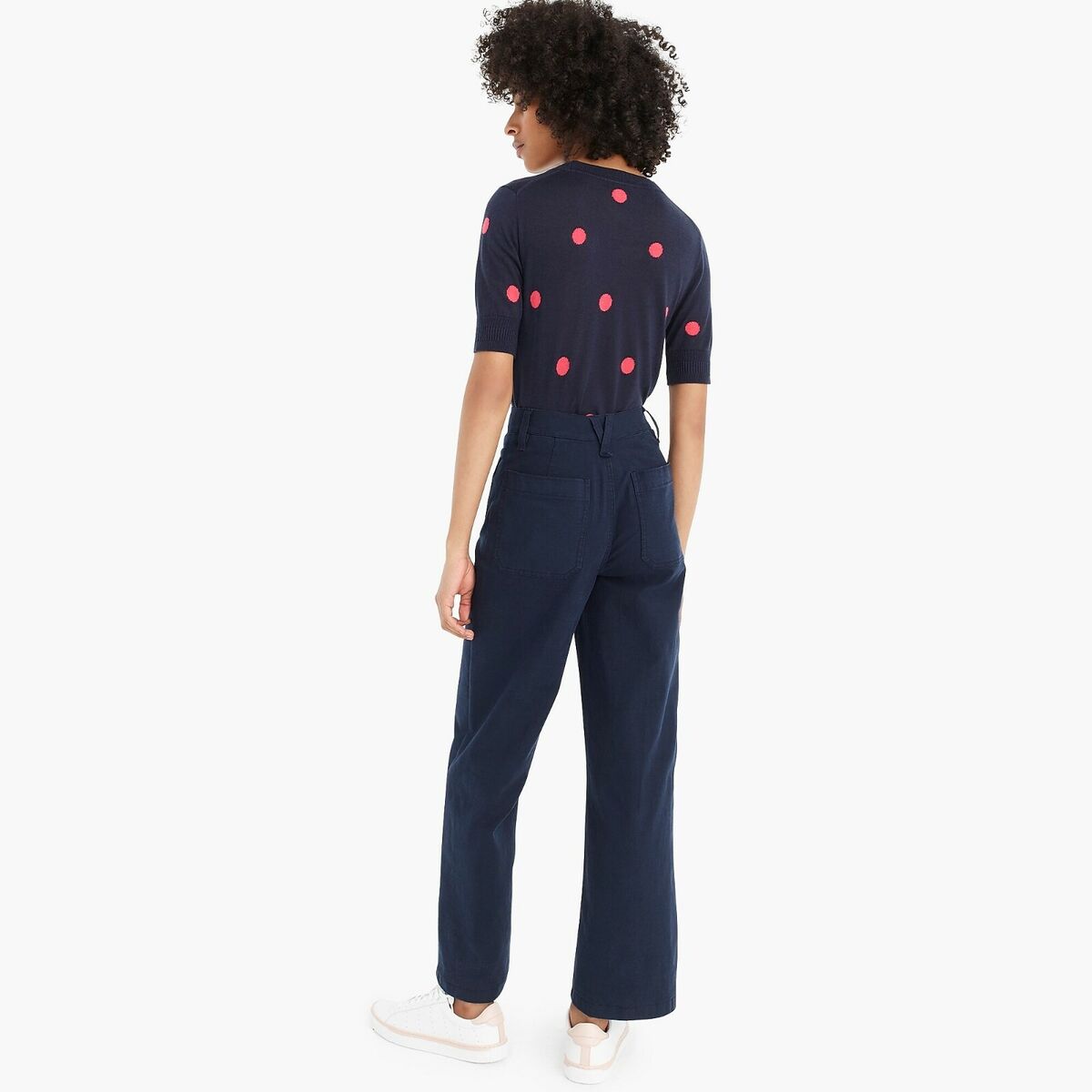 J Crew Navy Polka Dot Sweater, Size M