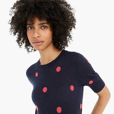 J Crew Navy Polka Dot Sweater, Size M
