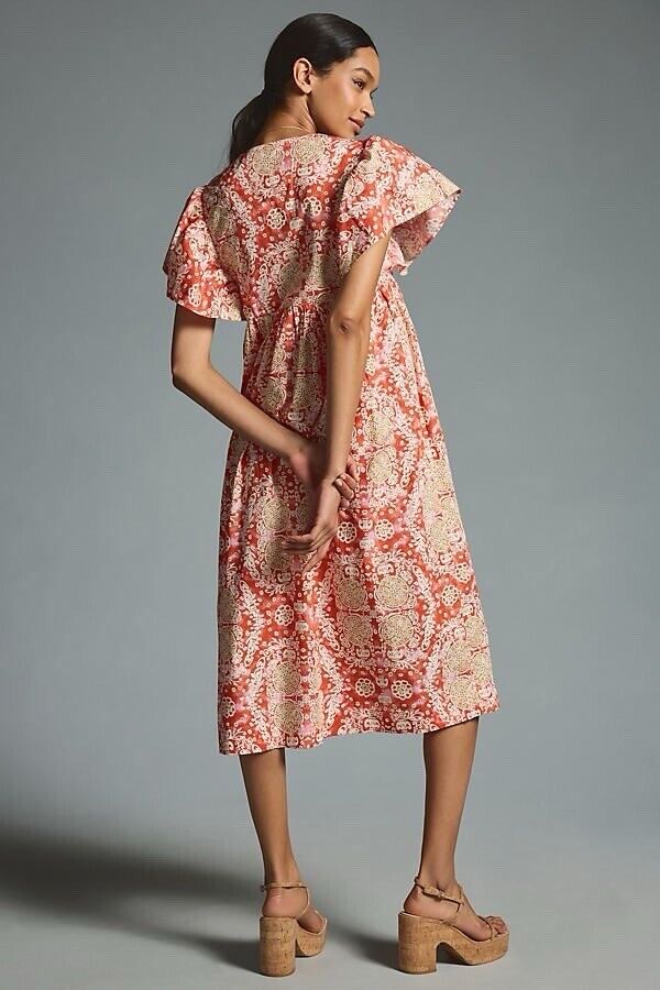 Anthropologie Red Floral Maxi Dress, Size XL