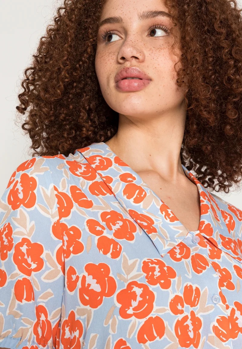 Ichi Mandarin Floral Maxi Dress, Size 38