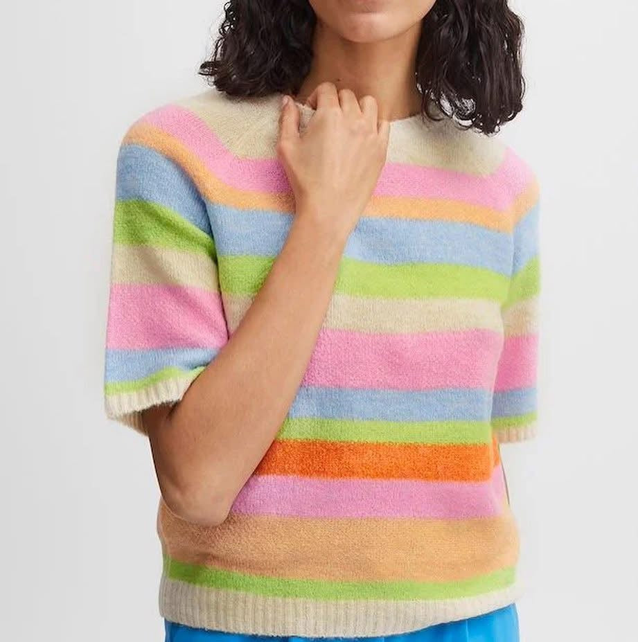 B Young Striped Neon Sweater, Size M