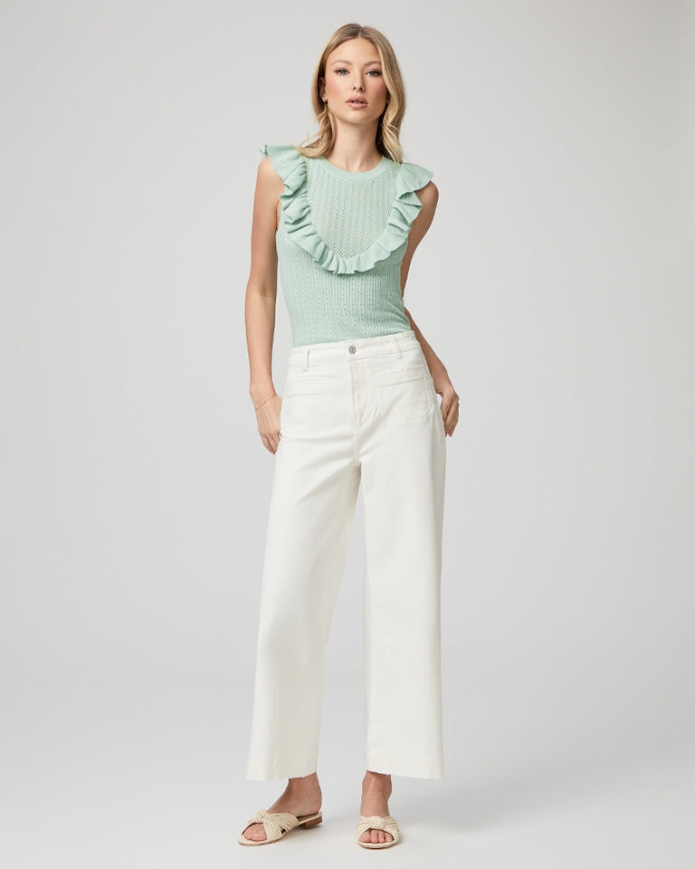 Paige Rosine Mint Green Ruffle Top, Size L