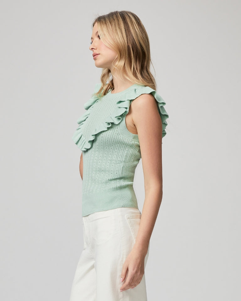 Paige Rosine Mint Green Ruffle Top, Size L