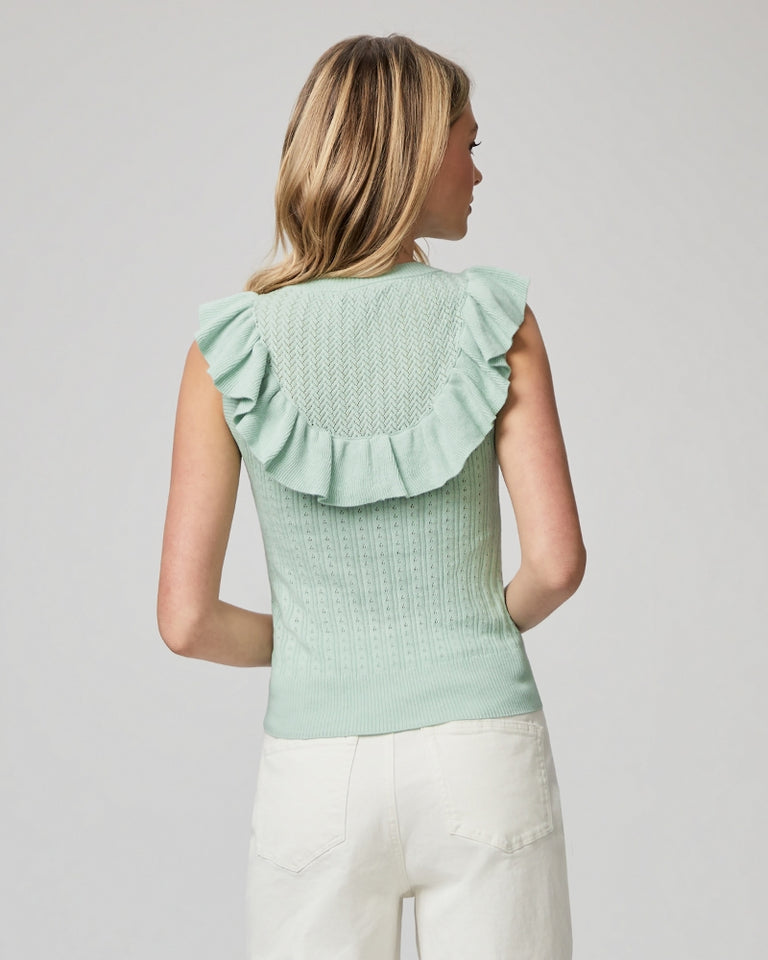 Paige Rosine Mint Green Ruffle Top, Size L