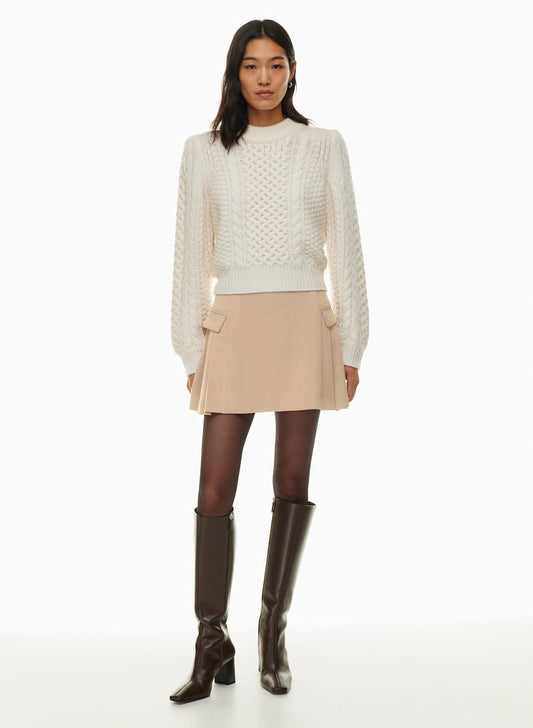 Wilfred Tan Side Pleat Minetta Skirt, Size 6