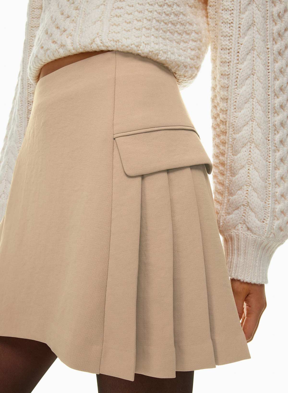 Wilfred Tan Side Pleat Minetta Skirt, Size 6