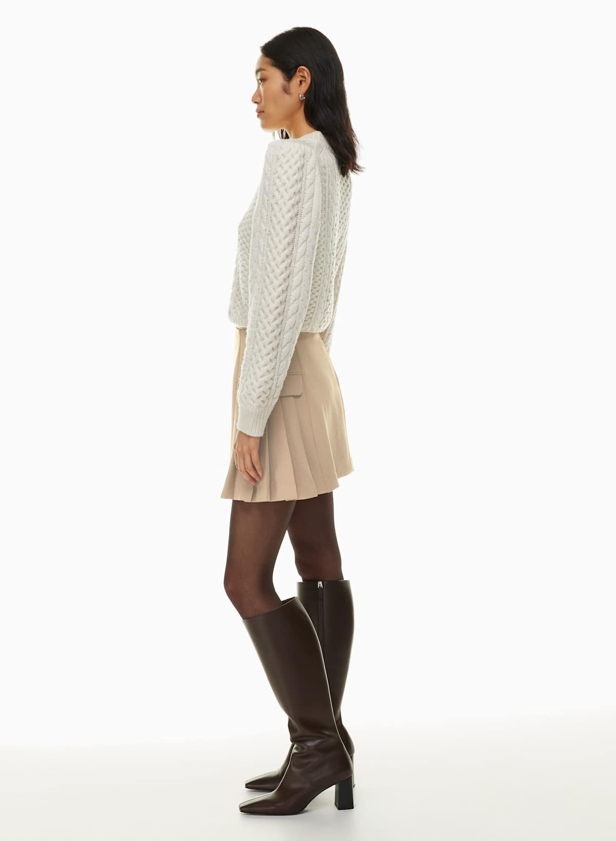 Wilfred Tan Side Pleat Minetta Skirt, Size 6