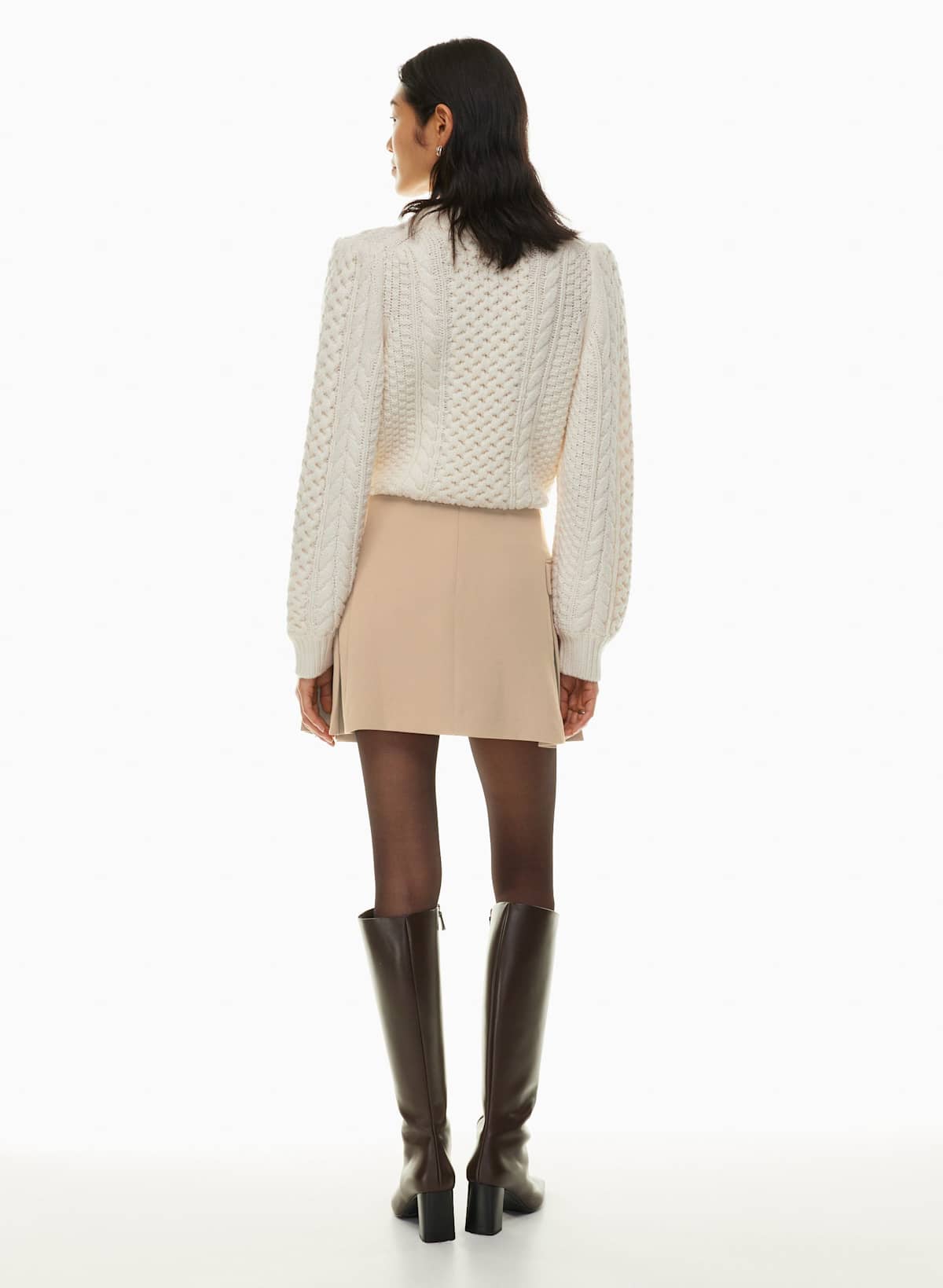 Wilfred Tan Side Pleat Minetta Skirt, Size 6