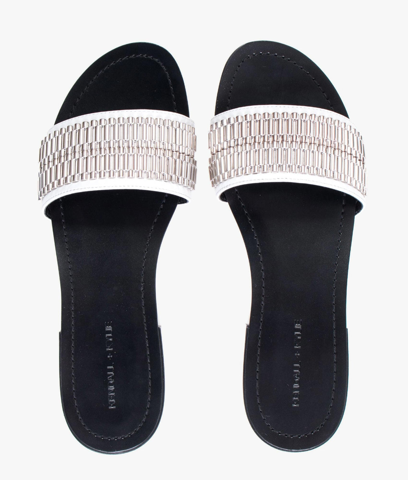 Kendall & Kylie Silver Beaded Sandals, Size 7.5