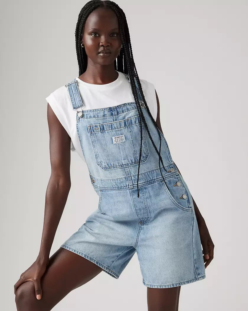 NWT Levi Denim Utility Shortalls Overalls, Size S