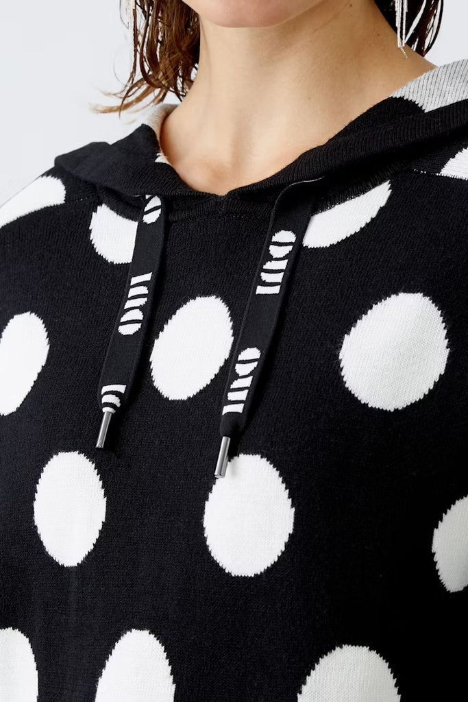 Oui Black Spotted Hoodie, Size 12