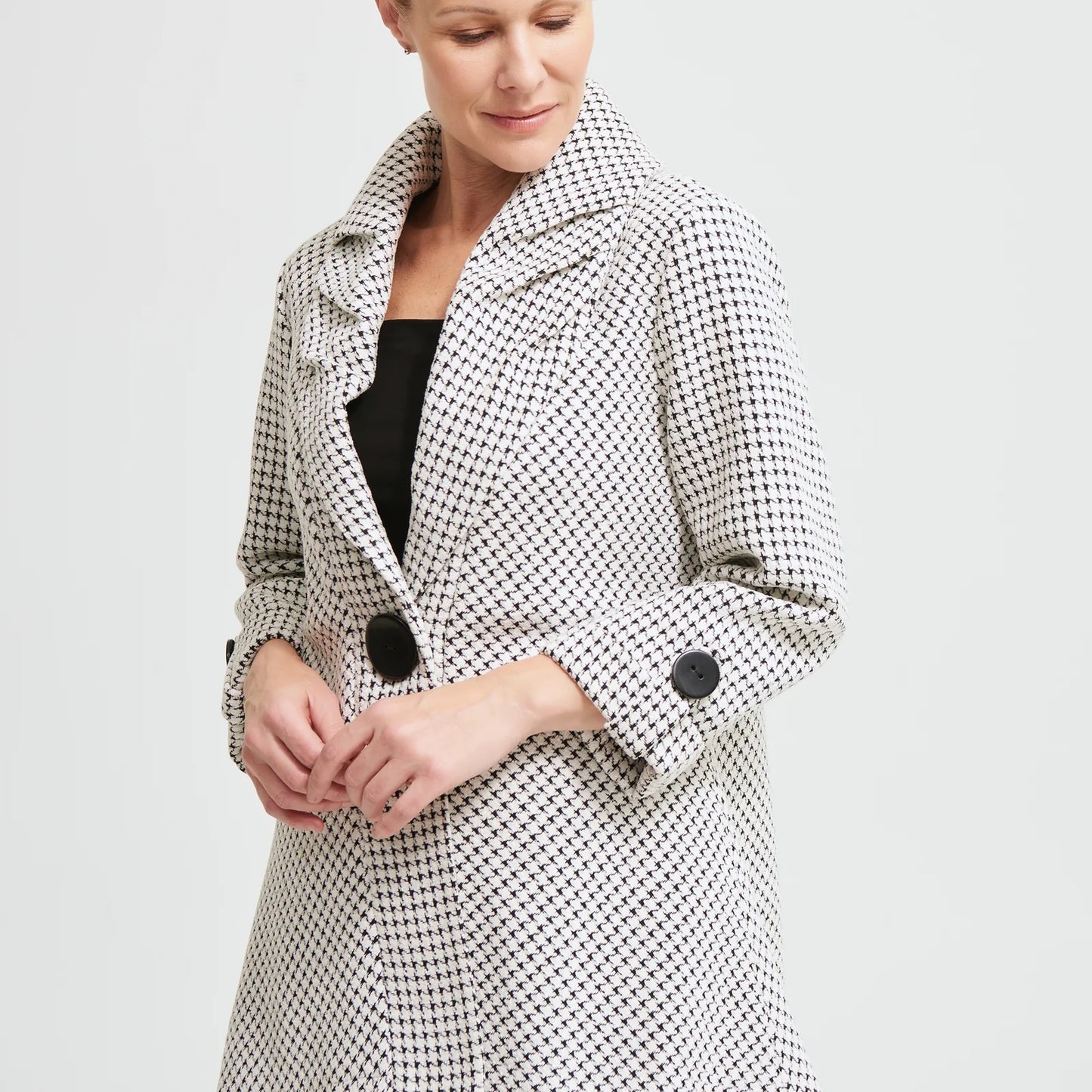 Joseph Ribkoff White Houndstooth Jacket, Size L