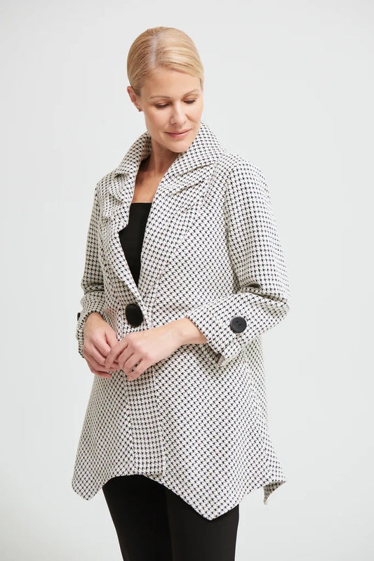 Joseph Ribkoff White Houndstooth Jacket, Size L