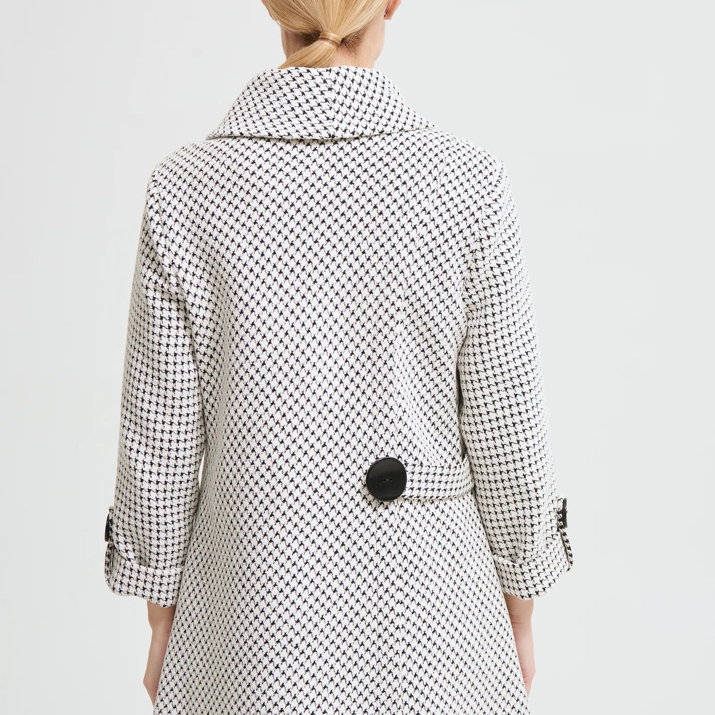 Joseph Ribkoff White Houndstooth Jacket, Size L