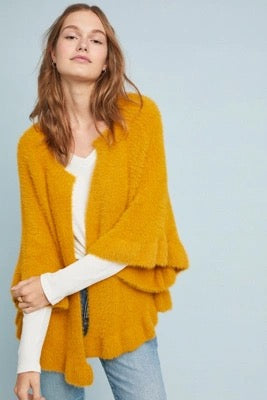 Anthropologie Marigold Ruffled Kimono, Size O/S