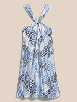 Banana Republic Silk Striped Halter Dress, Size S