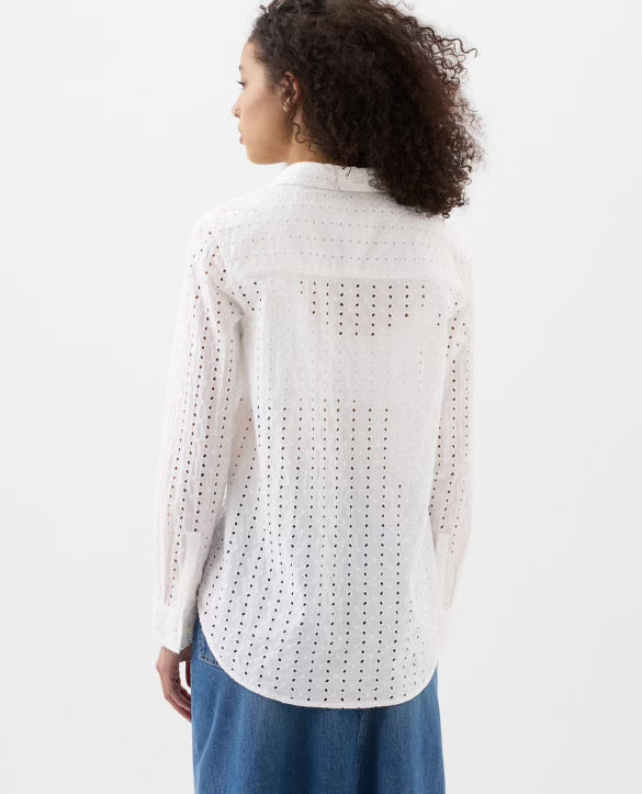Gap Eyelet White Blouse, Size S