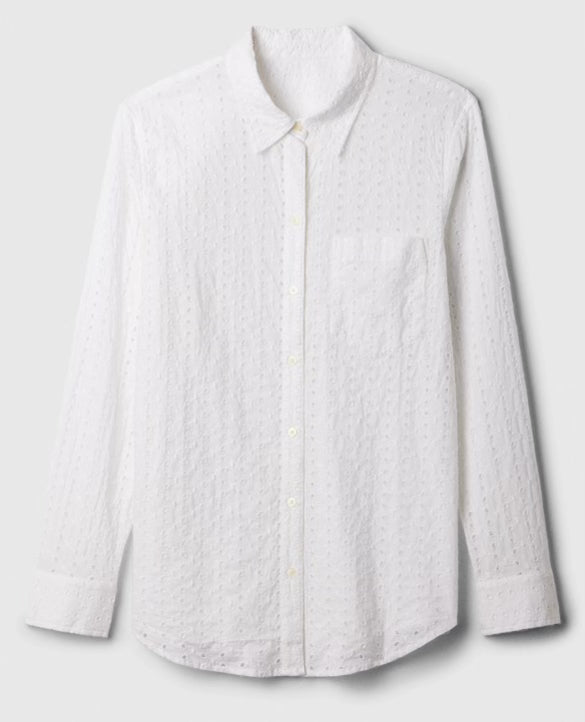 Gap Eyelet White Blouse, Size S