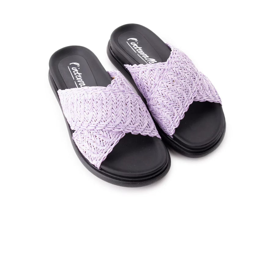 Lintervalle Purple Woven Slides, Size 38