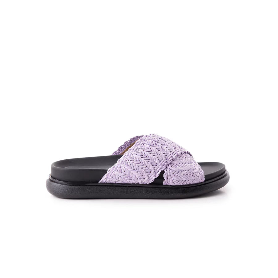 Lintervalle Purple Woven Slides, Size 38