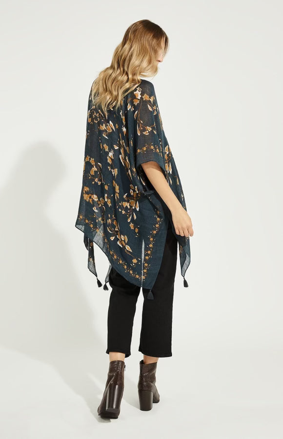 Gentle Fawn Navy Floral Kimono, Size O/S