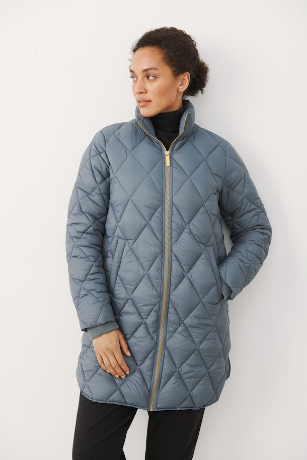 Part Two Blue Grey Puffer Coat, Size 38