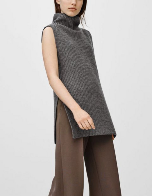 Wilfred Wool Grey Turtleneck Sweater Vest, Size XS