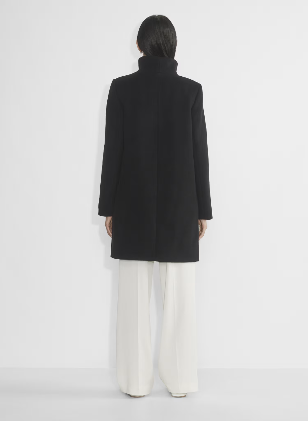 Wilfred Black Wool Blend Cocoon Coat, Size M